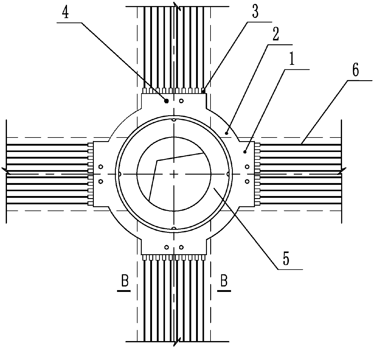 Steel pipe concrete column and beam main bar connecting node and construction method thereof