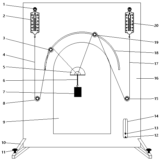 Composition demonstration instrument for dynamically hanging dead weight type force