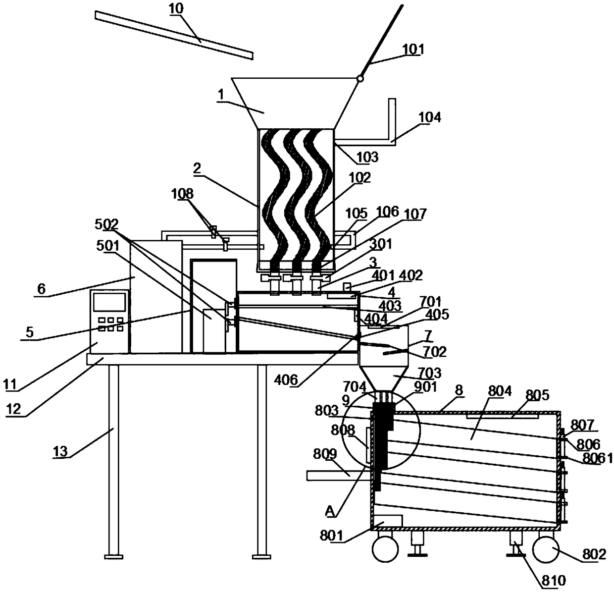 Wheat weed drying, dust-removing and loading-unloading all-in-one machine