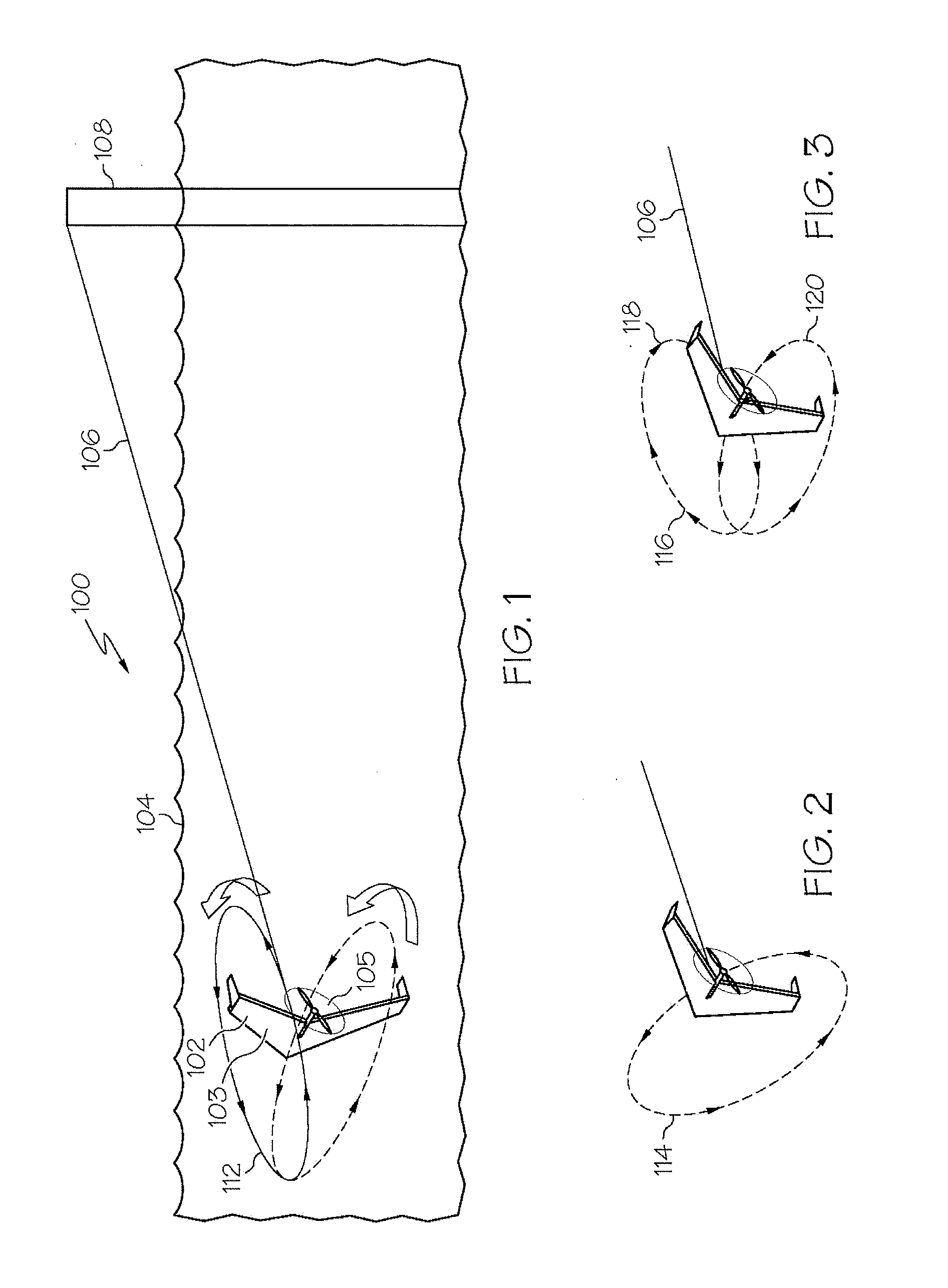 Tethered aquatic device with water power turbine