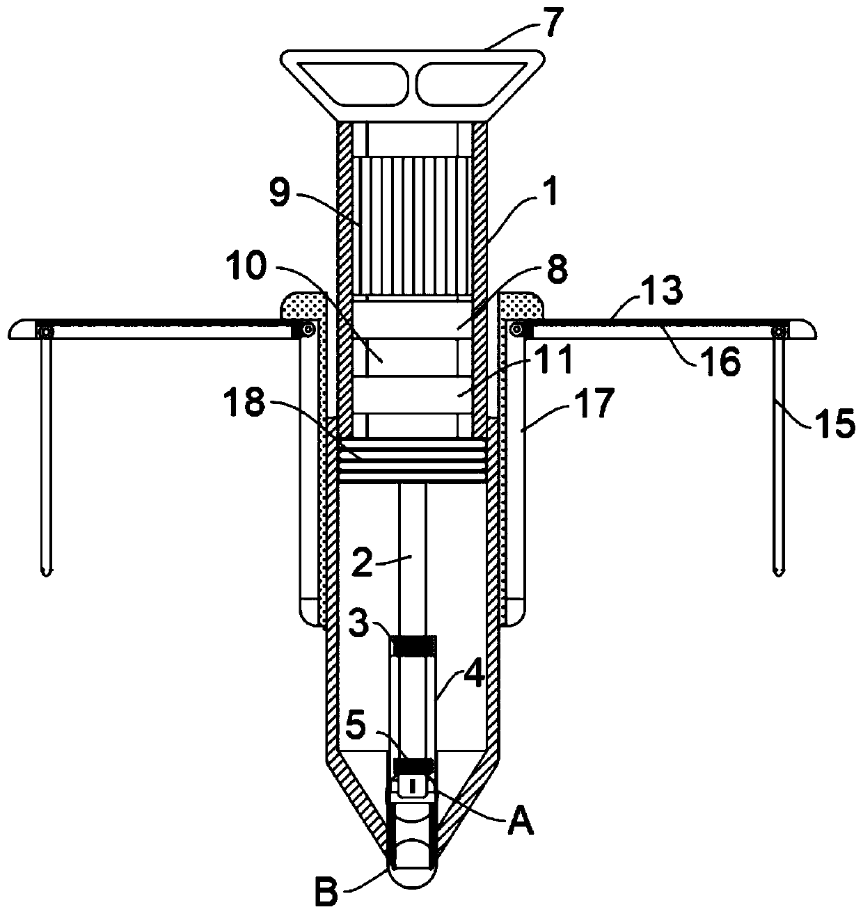 Land measuring and sampling device and sampling method for different geologies