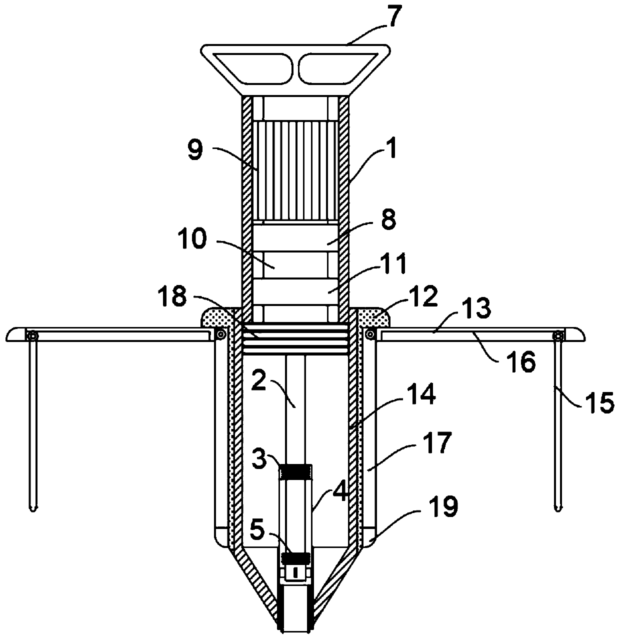 Land measuring and sampling device and sampling method for different geologies