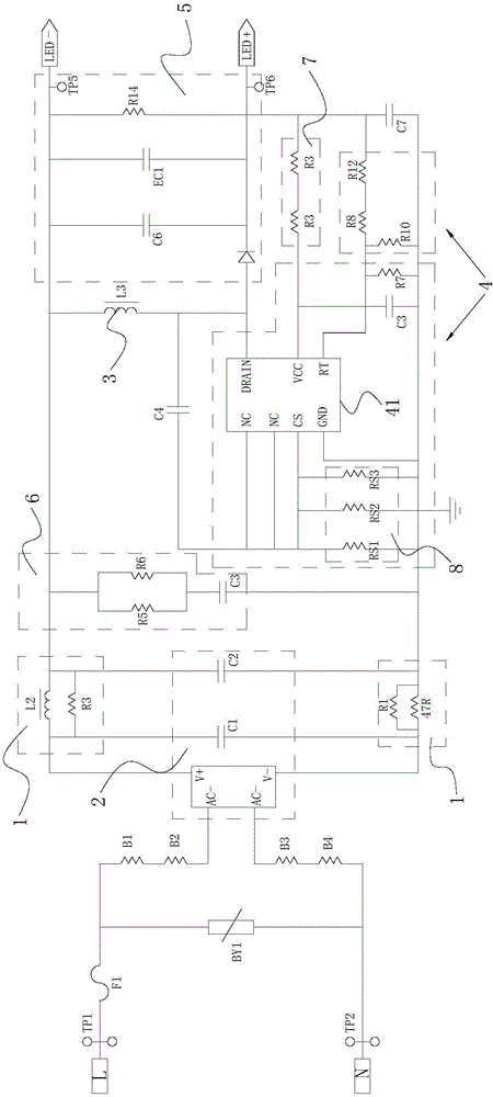 Integrated LED downlight light source circuit and LED downlight