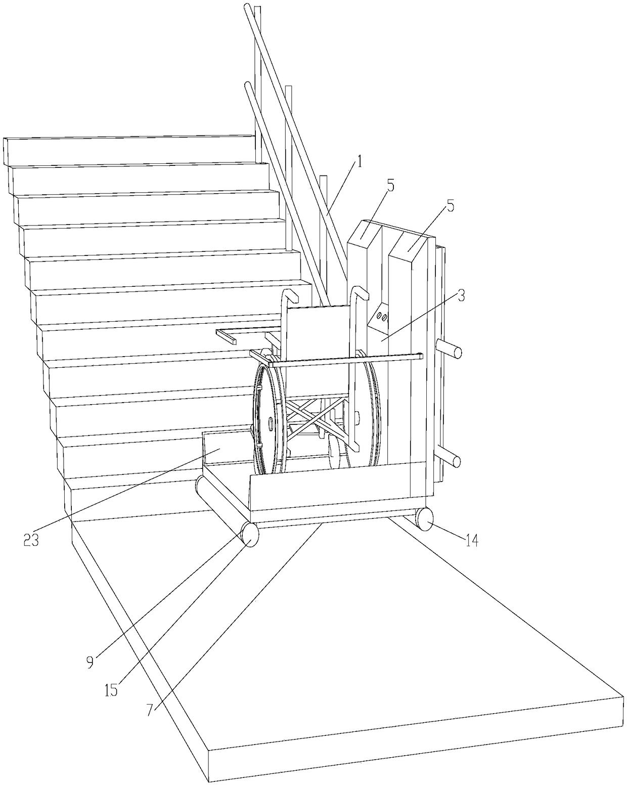 Slantwise-hung adjustable wheelchair lifting platform