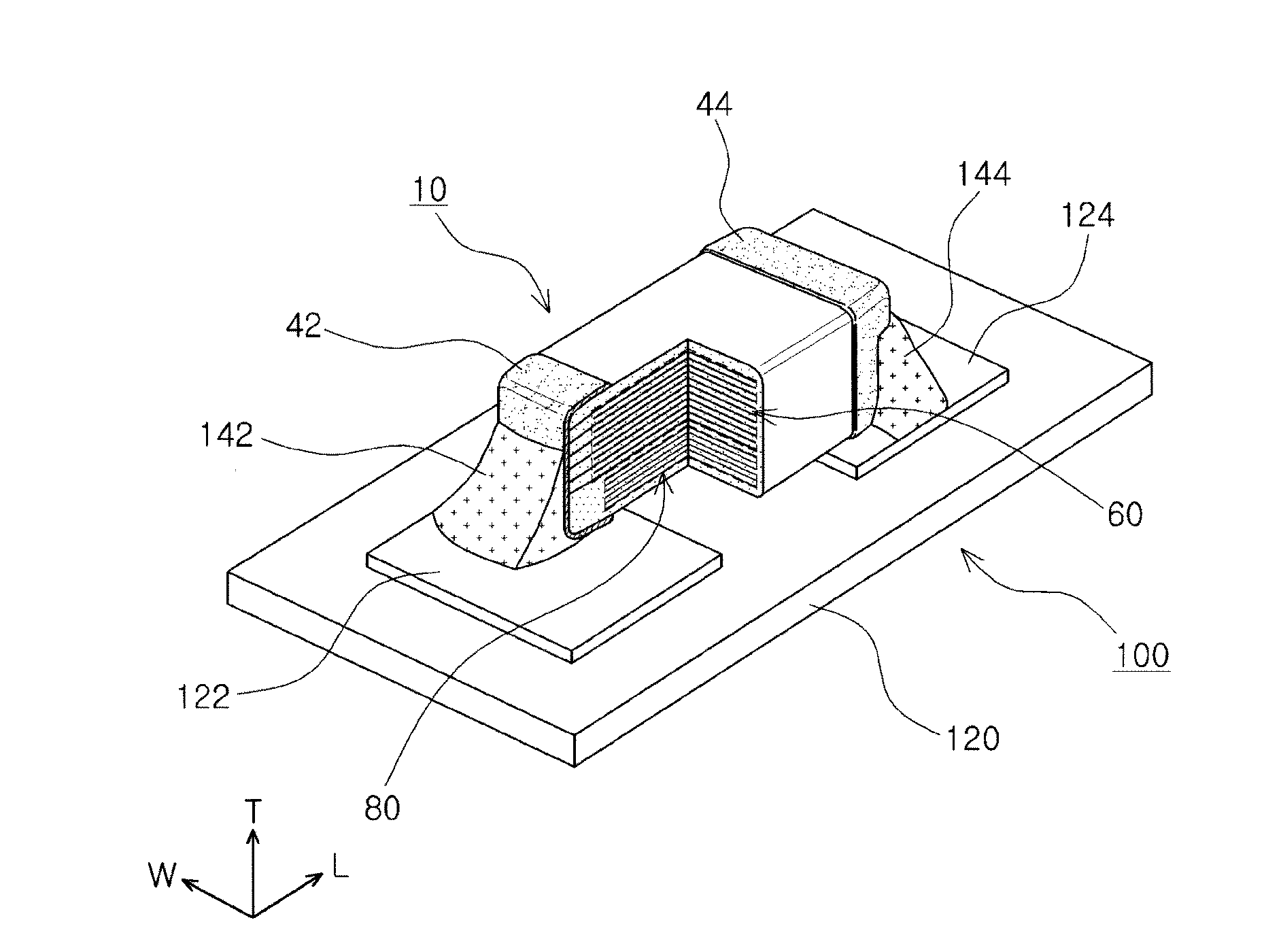 Laminated chip electronic component, board for mounting the same, and packing unit thereof