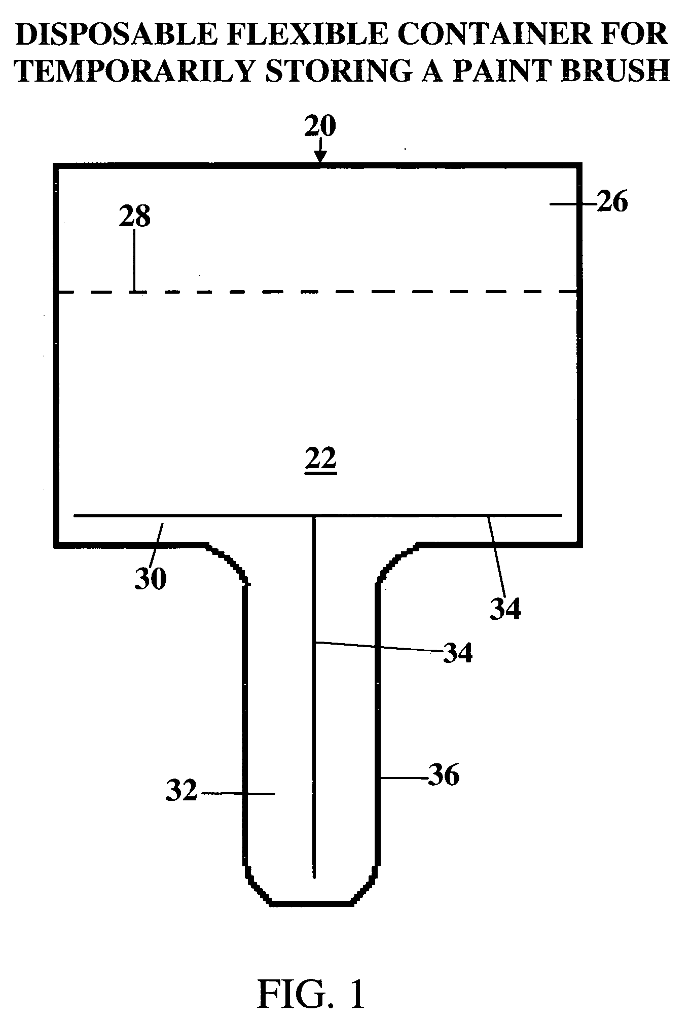 Disposable flexible container for temporarily storing a paint brush