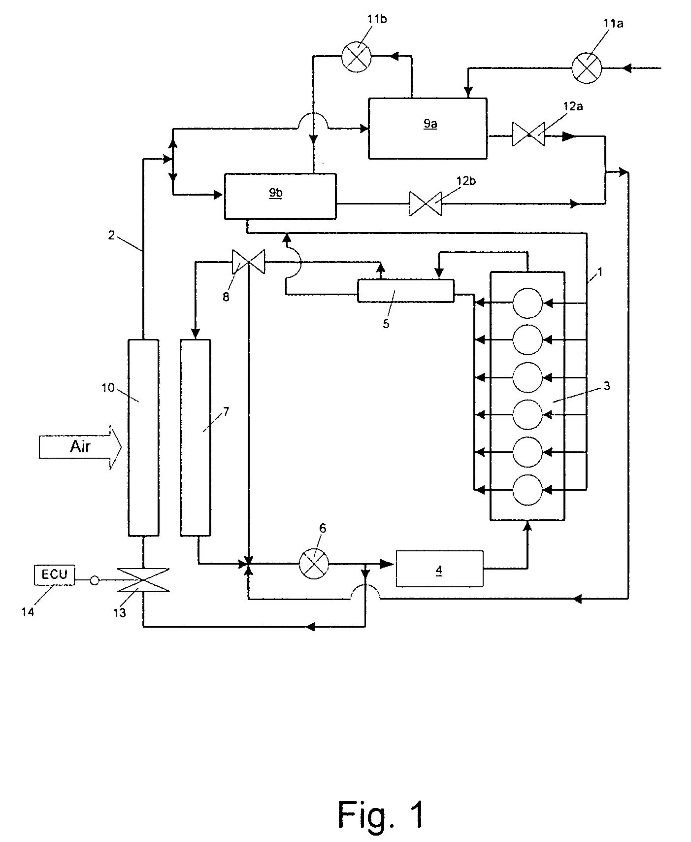 Cooling system of an internal combustion engine having charge air feed