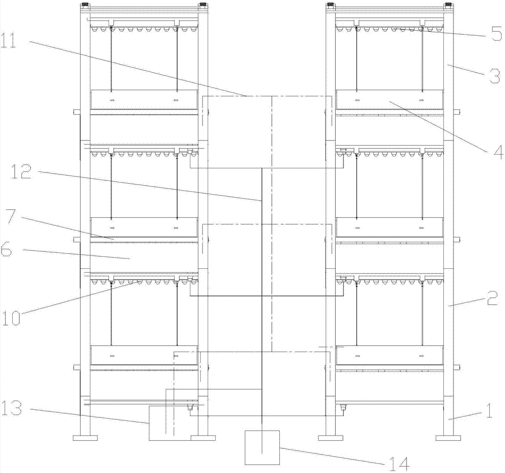 Detachable multi-layered tide seedbed structure with LED light sources and irrigation system