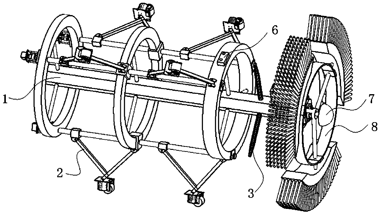 Pipeline inner wall spraying robot adaptive to pipe diameter