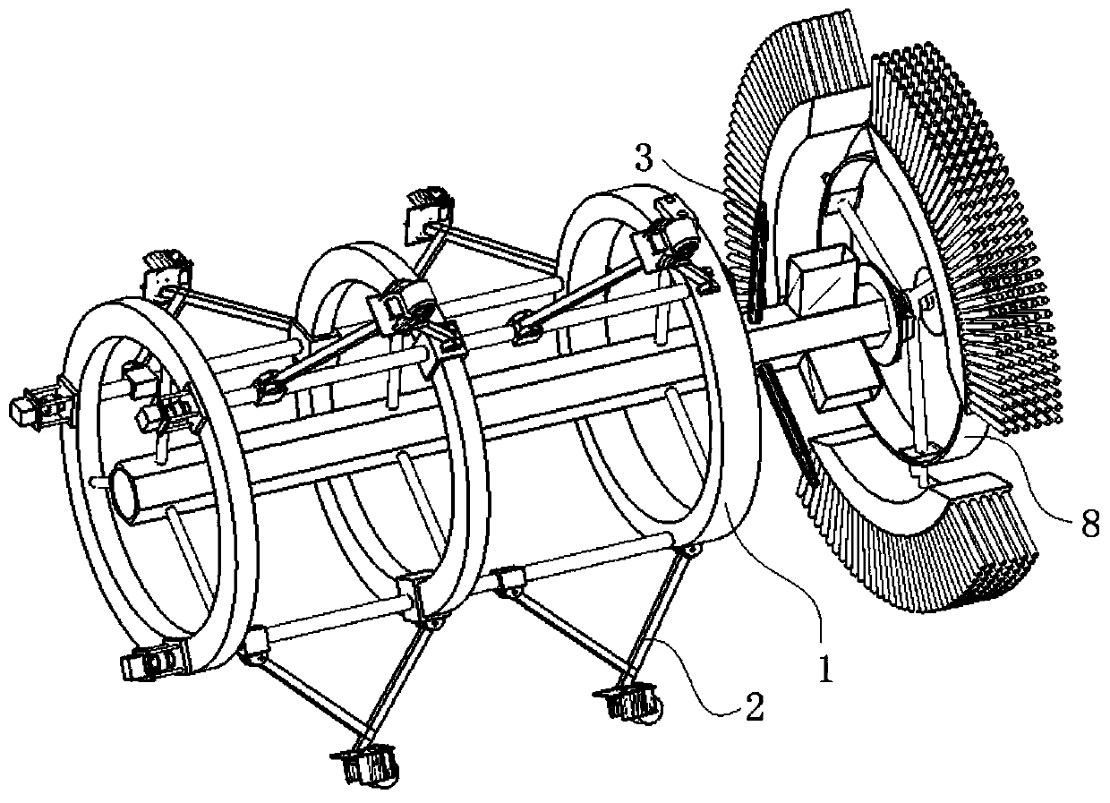 Pipeline inner wall spraying robot adaptive to pipe diameter