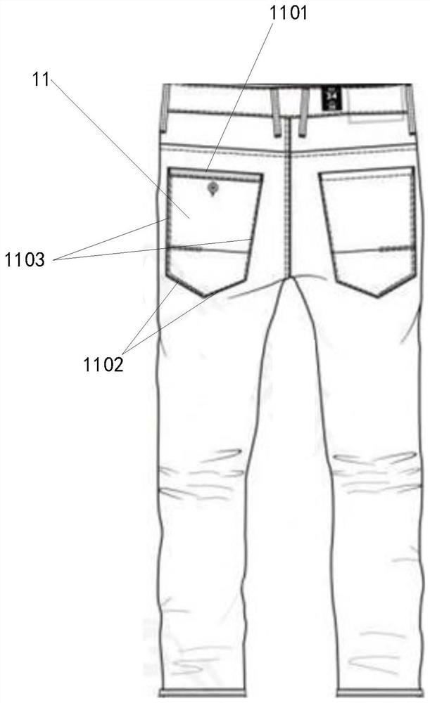 Rear pocket edge sewing device, rear pocket sewing system and control method and device of rear pocket sewing system