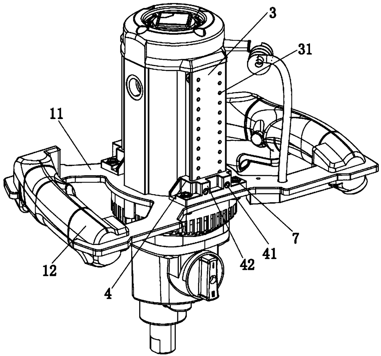 Agitator capable of lifting and dropping operating handle