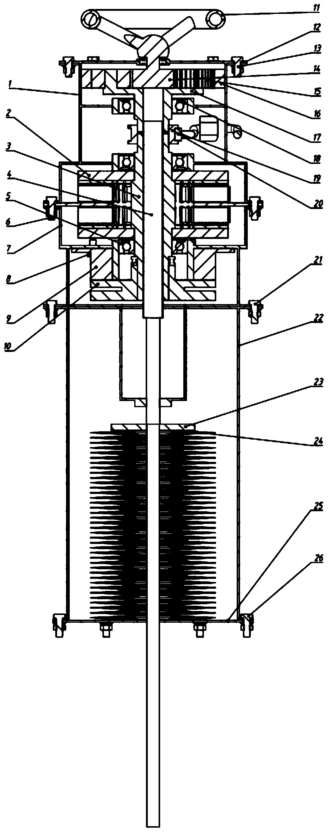 Direct-drive type disc spring energy storage and return type linear-motion quick shut-off performing mechanism