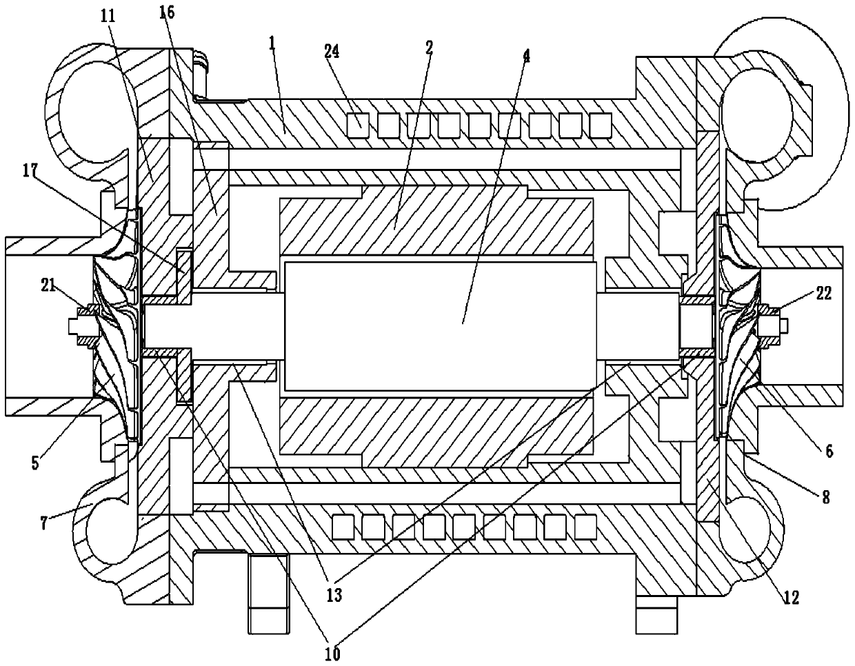 Two-stage air-suspending centrifugal electric direct drive air compressor