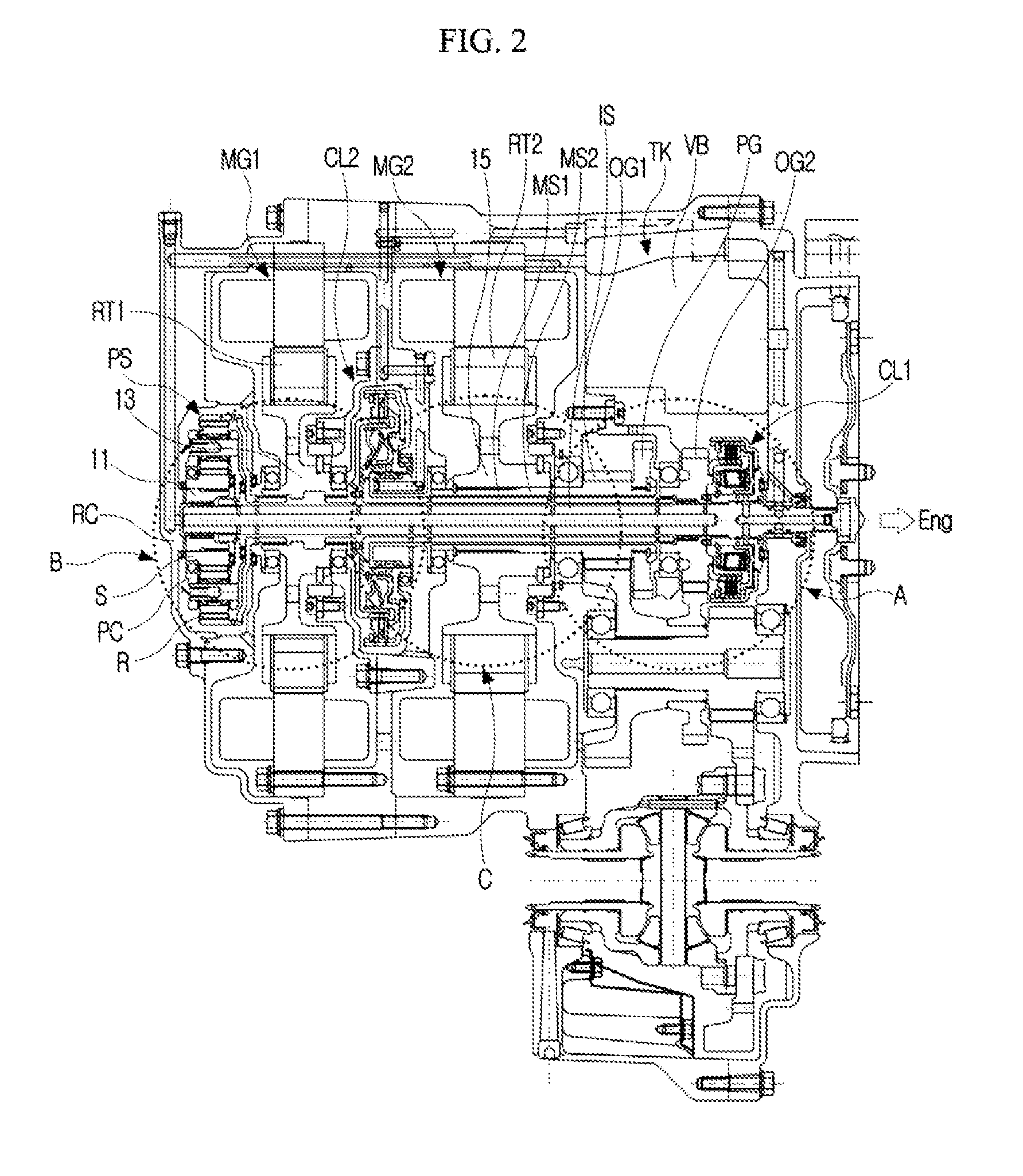 Transmission system of hybrid electric vehicle