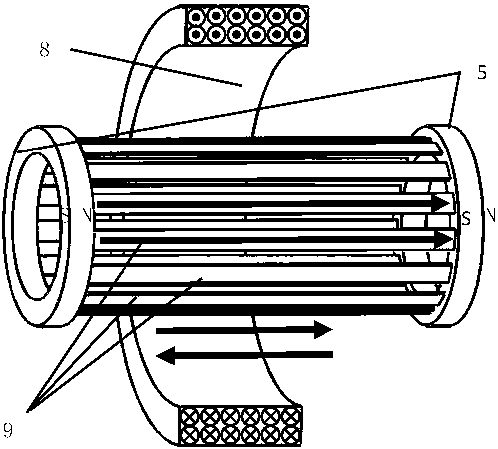 Mouse cage type magnetostrictive longitudinal mode guided wave detection sensor