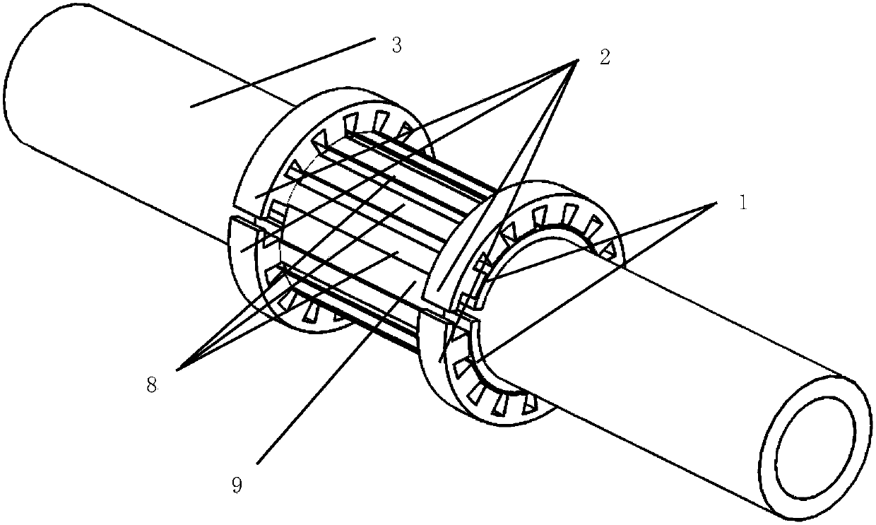 Mouse cage type magnetostrictive longitudinal mode guided wave detection sensor