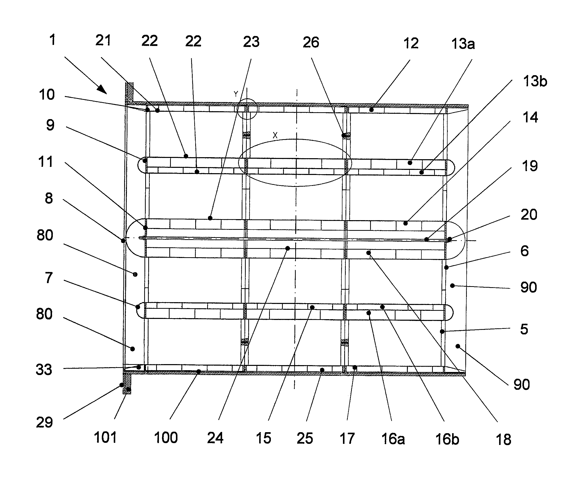 Duct sound damper for a flow machine