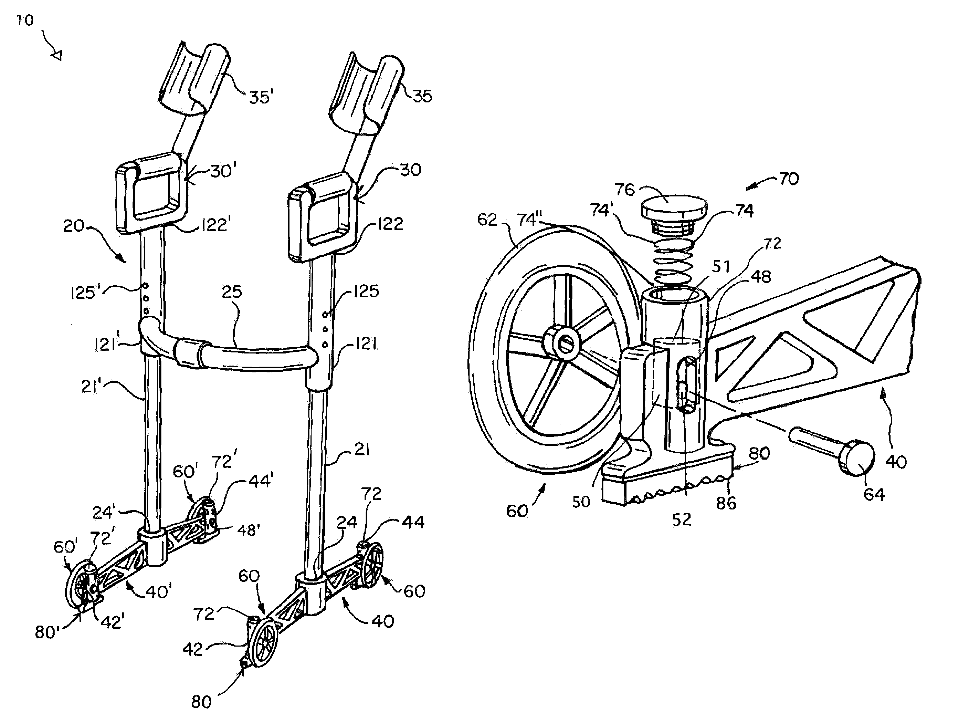 Walker with retractable wheels