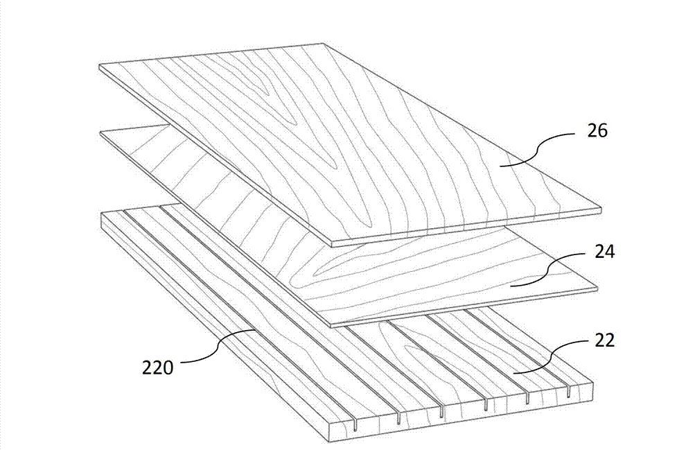 Composite board of solid wood or bark-peeled single baseboard with grooves