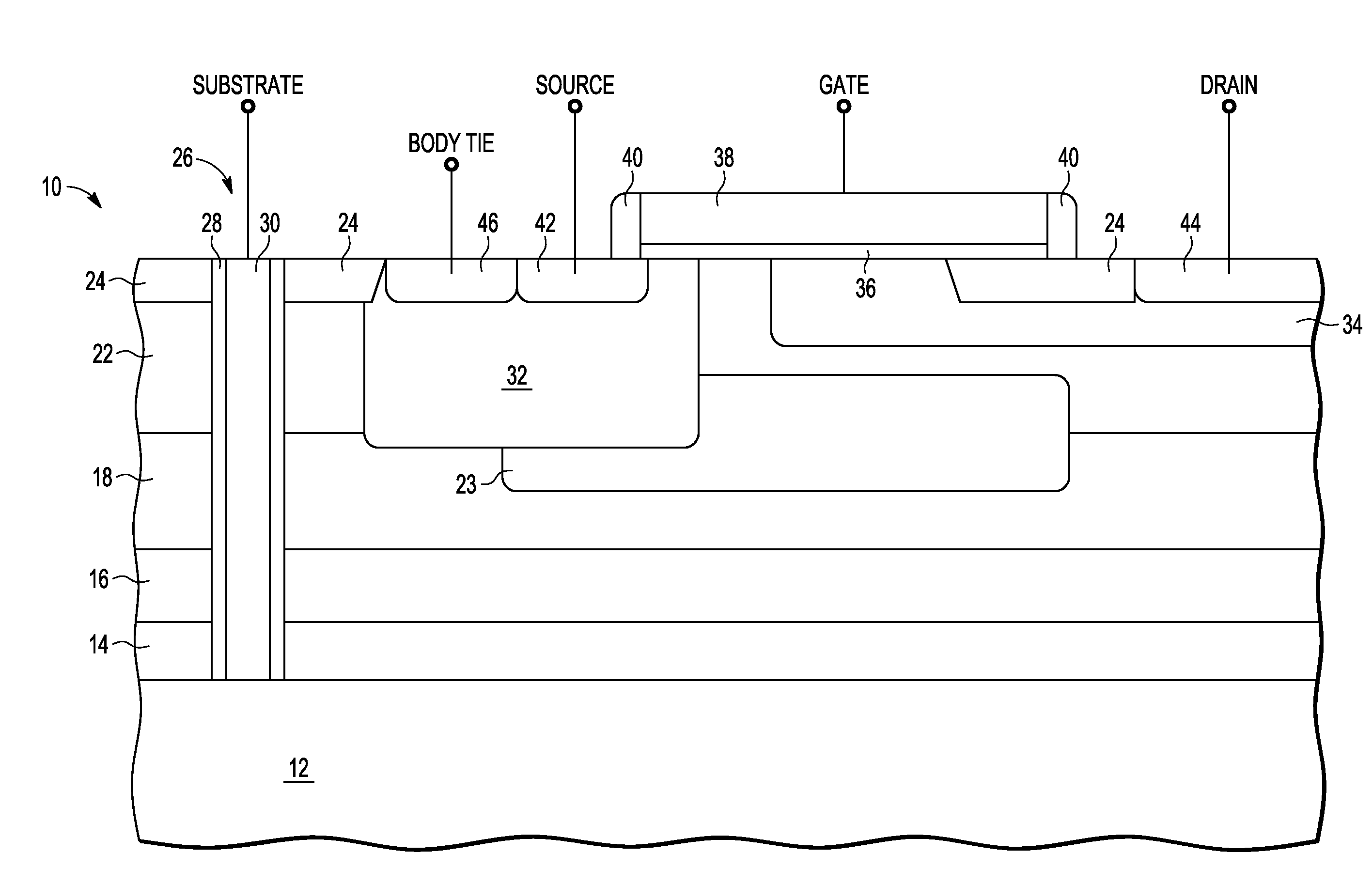 Laterally double diffused metal oxide semiconductor transistor having a reduced surface field structure and method therefor