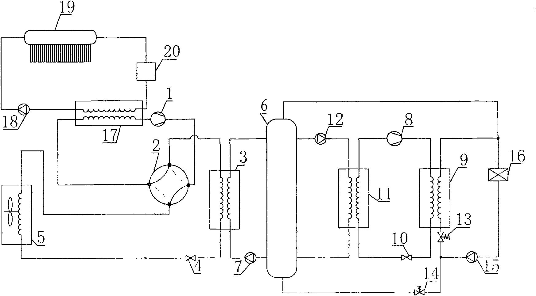 Coupled water tank type ultra-low temperature air source heat pump air conditioner