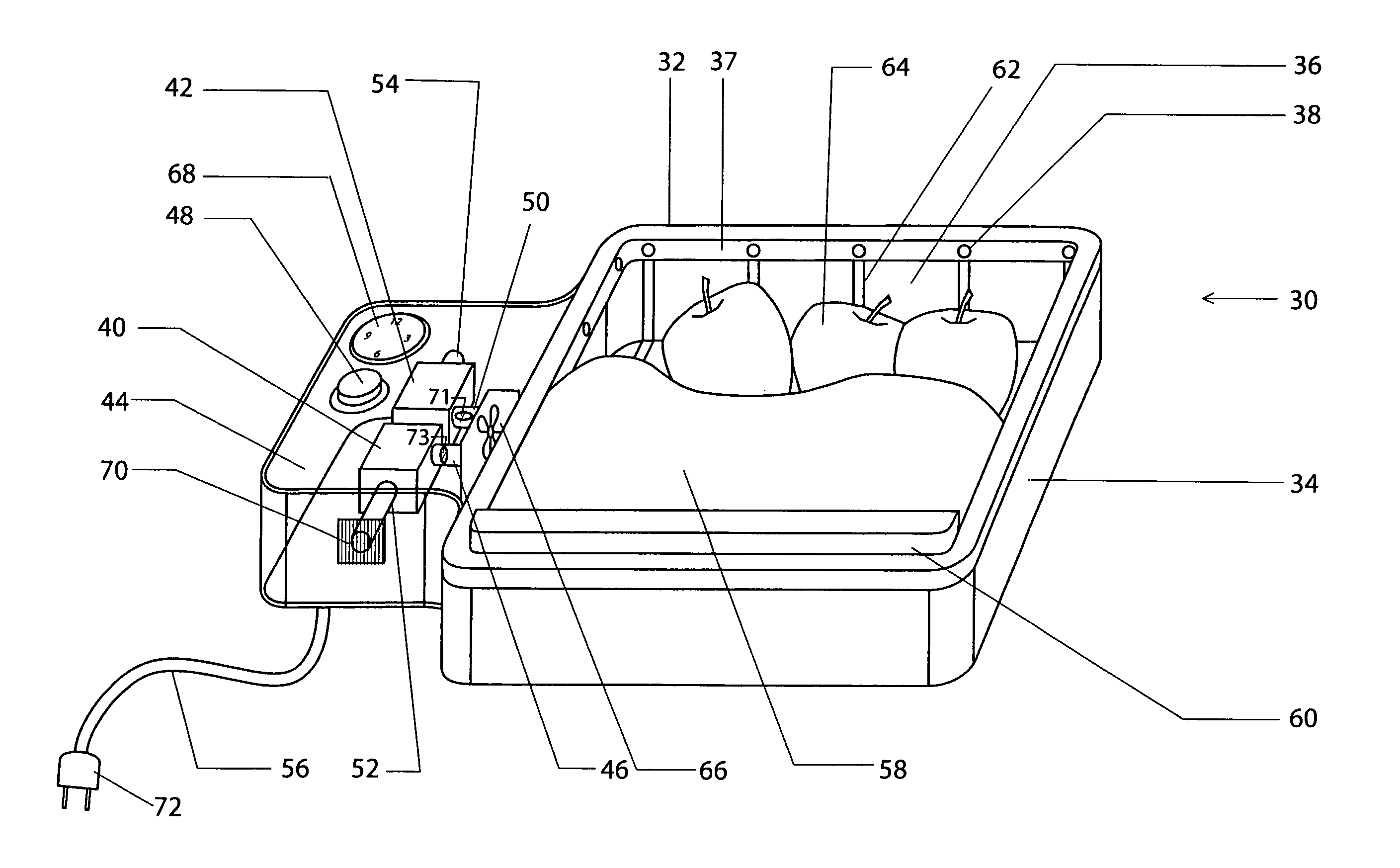 Countertop fresh fruit and vegetable preservation device