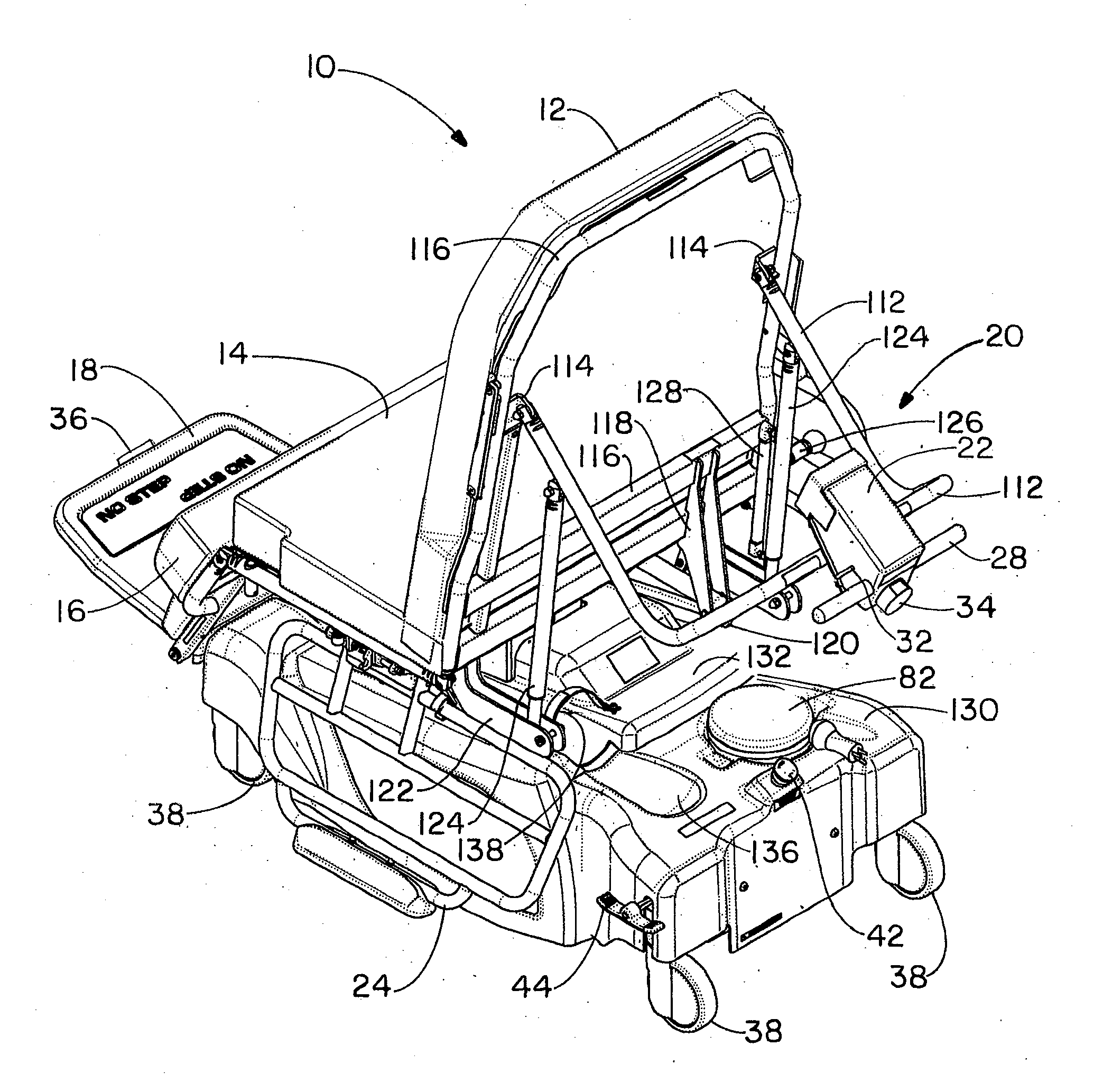 Selectively powered ambulatory stretcher chair