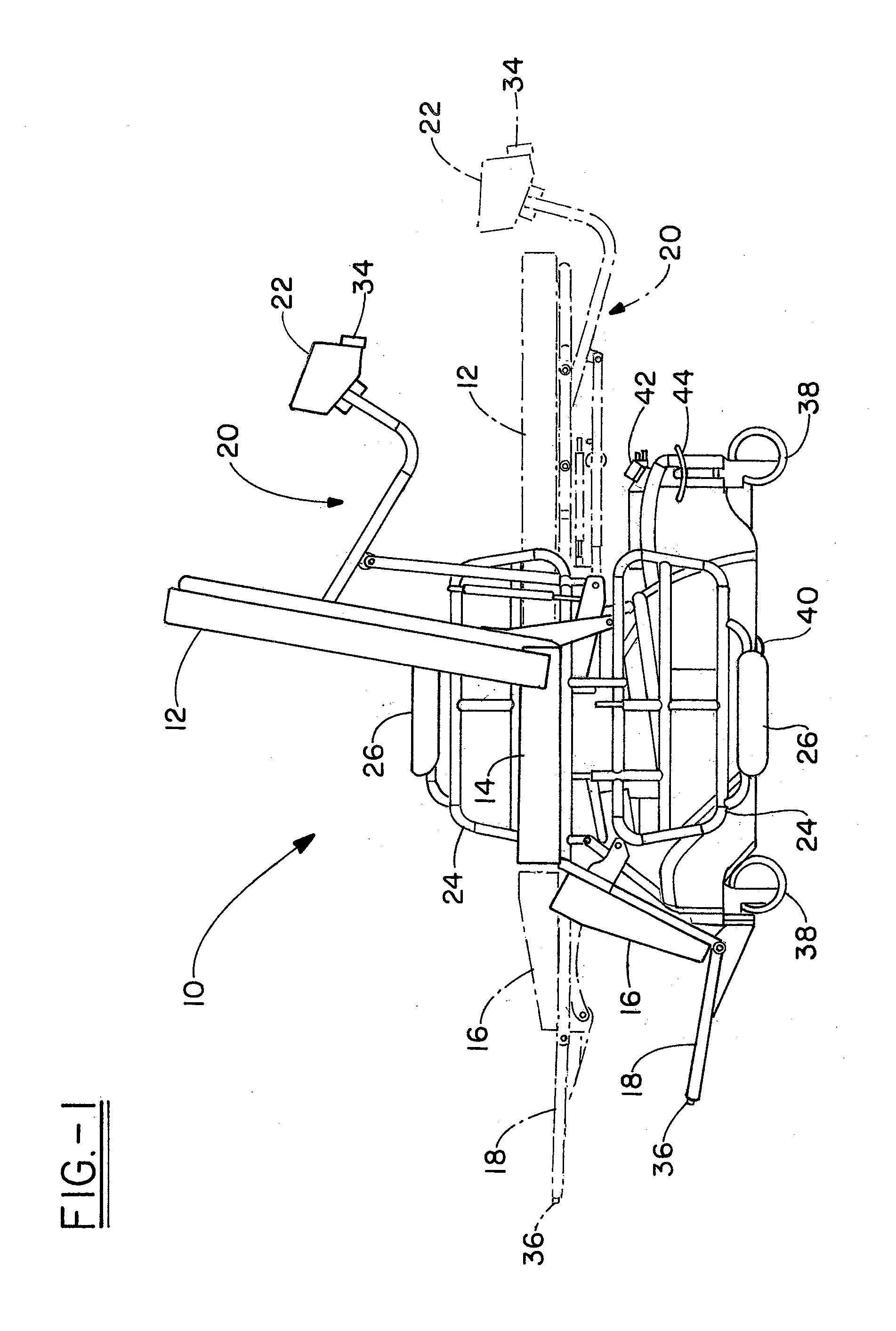 Selectively powered ambulatory stretcher chair