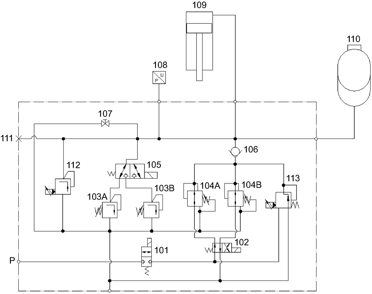 Wheel frame suspension hydraulic system of container straddle carrier and its control method