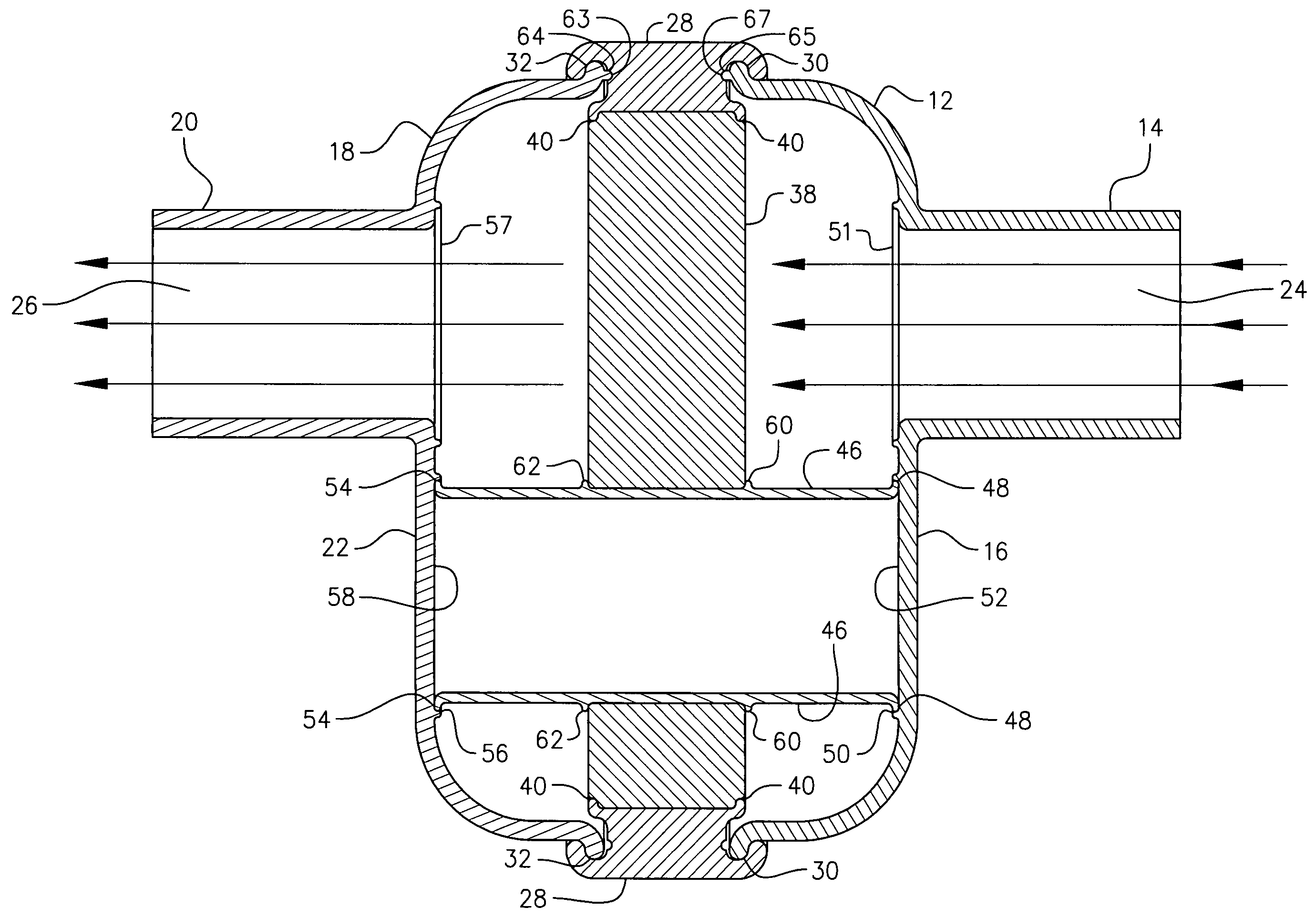 Heat-moisture exchanger with aerosol by-pass