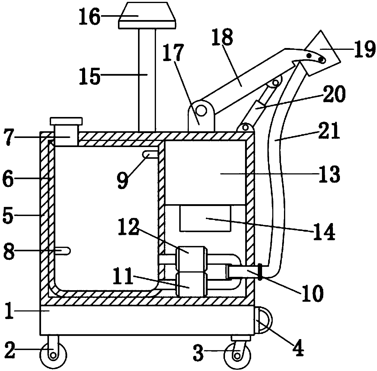 Novel dual-frequency-conversion moving fire-fighting pump room