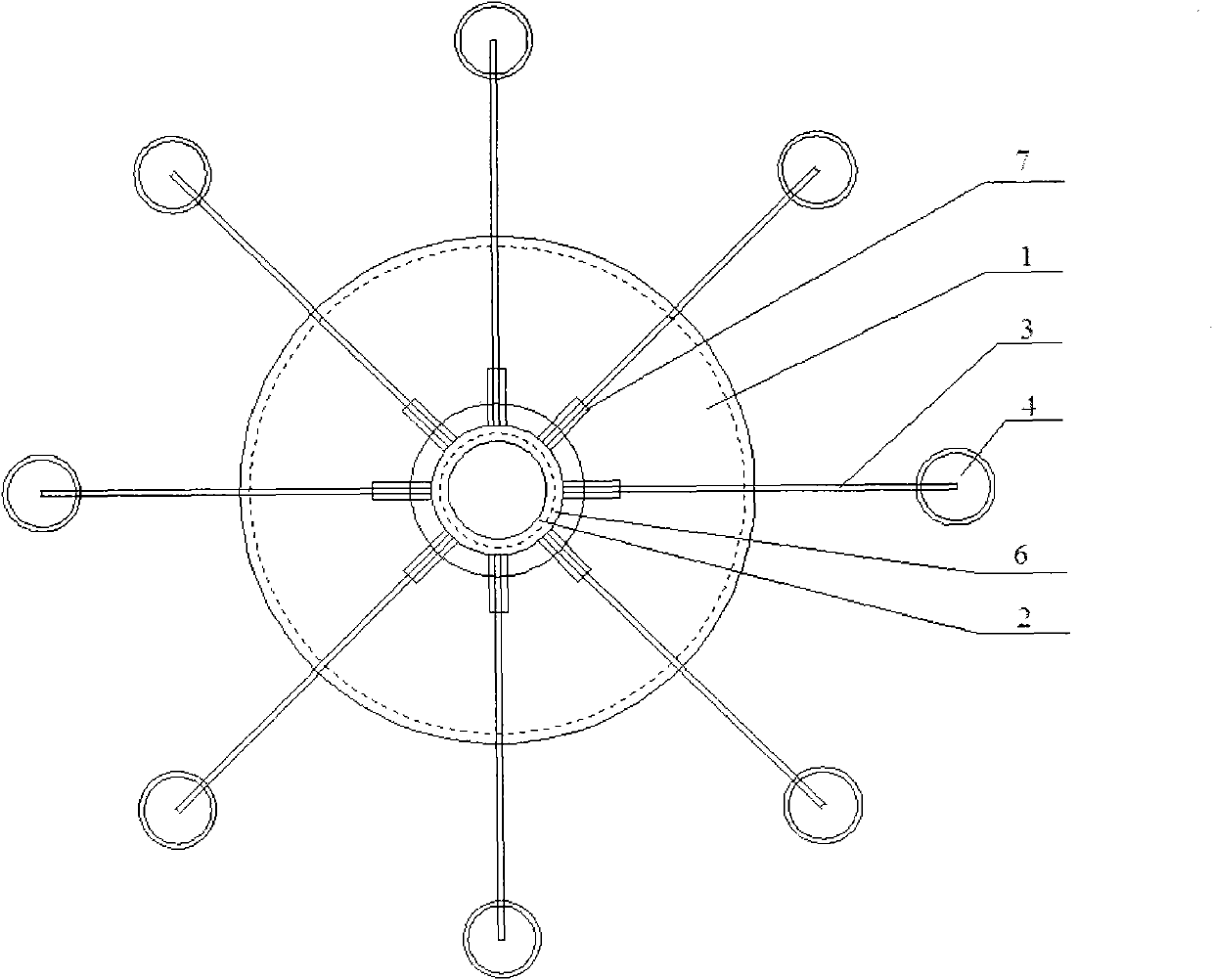 At-sea wind generation unit foundation formed by barrel type foundation and mooring rope anchor