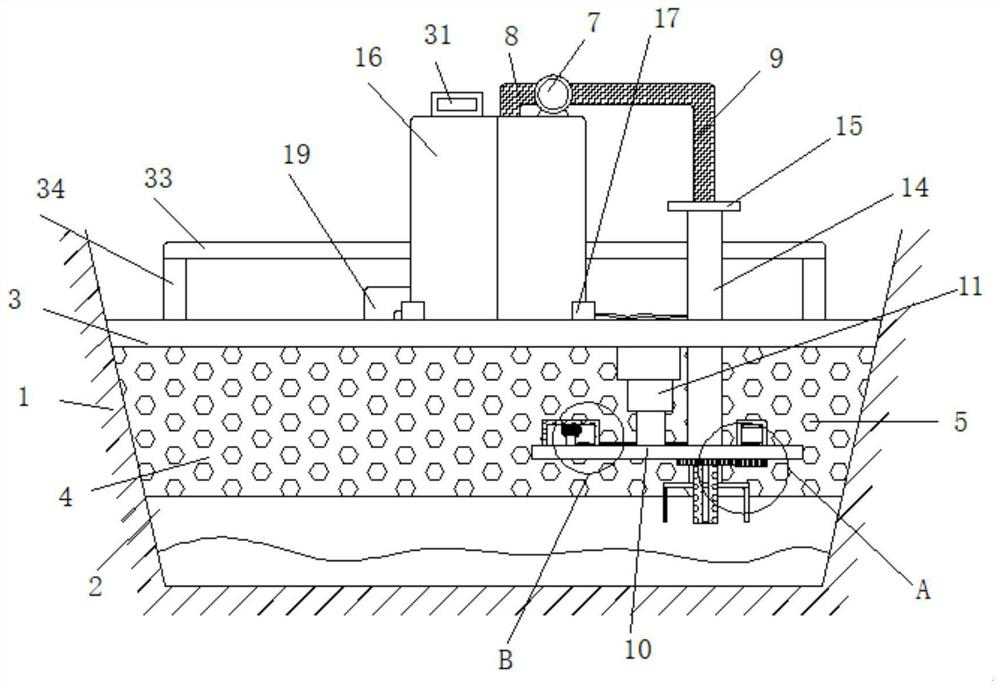 Concrete building device suitable for linear steep tank flood overflow tank