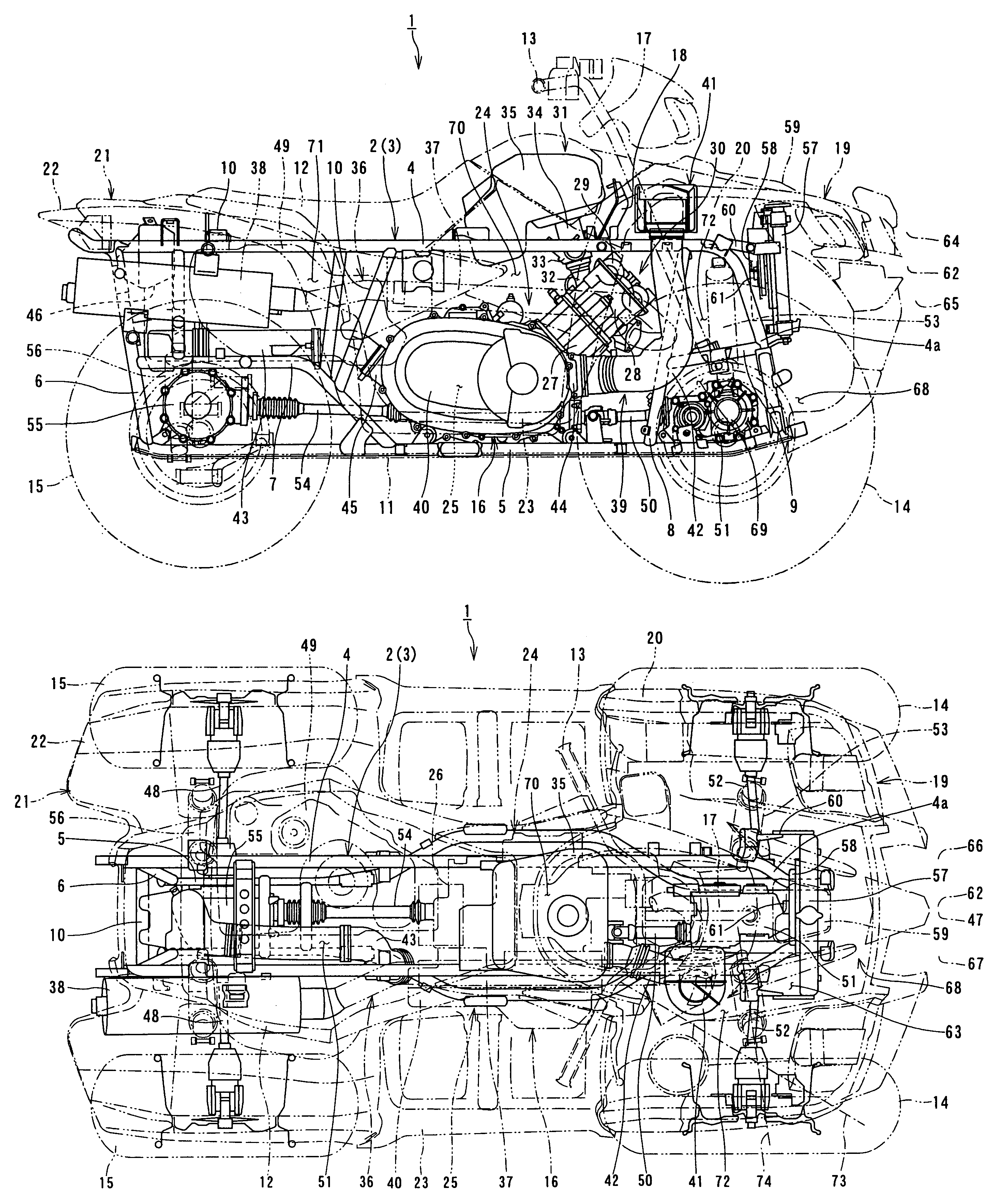 Front structure of all terrain vehicle