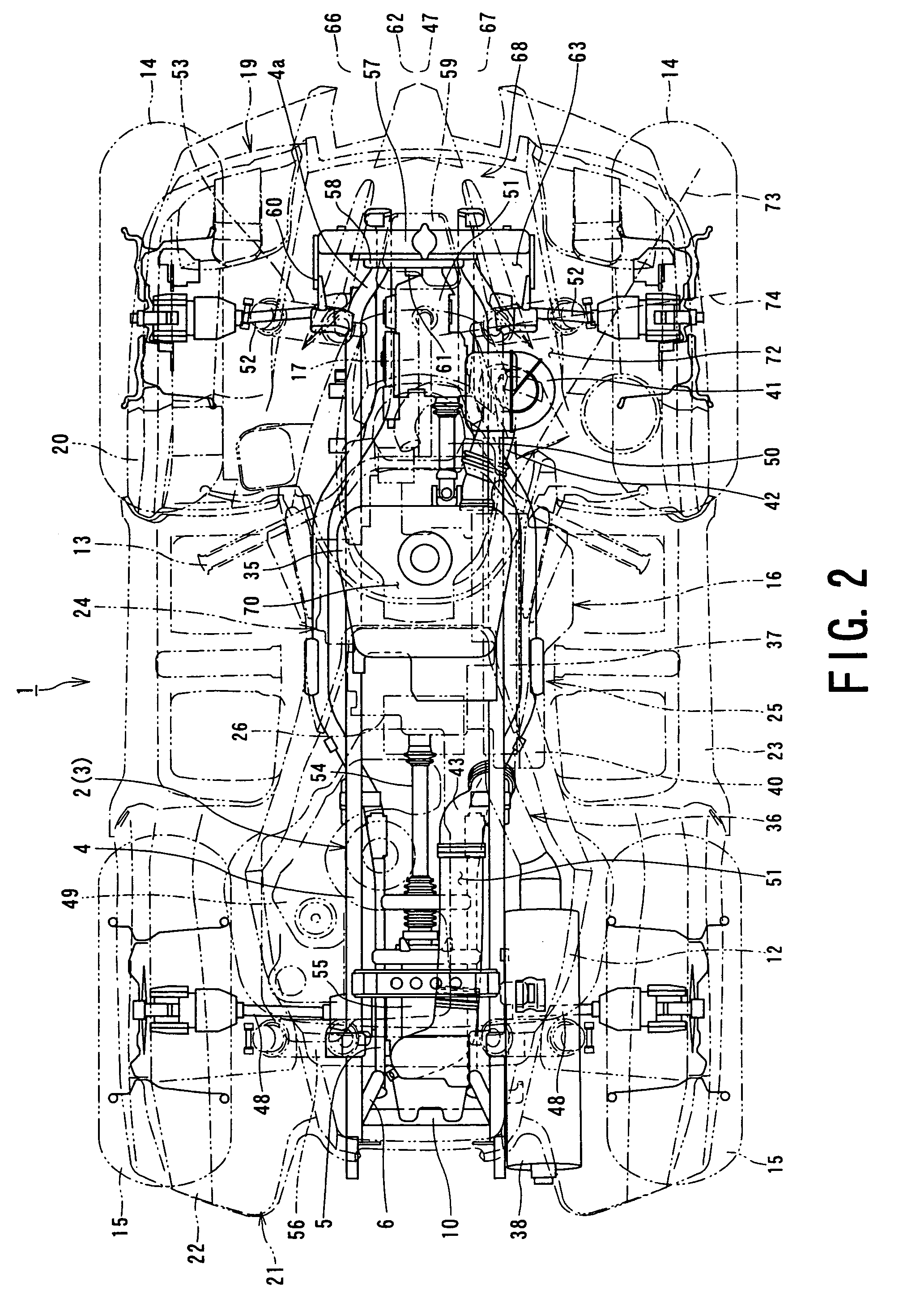 Front structure of all terrain vehicle