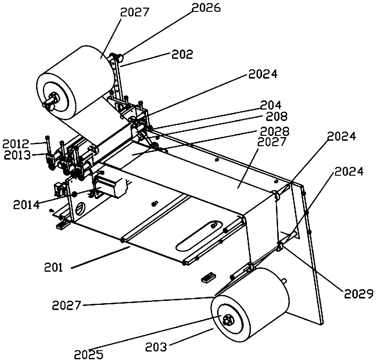 Automatic film-covering and film-cutting machine for glass