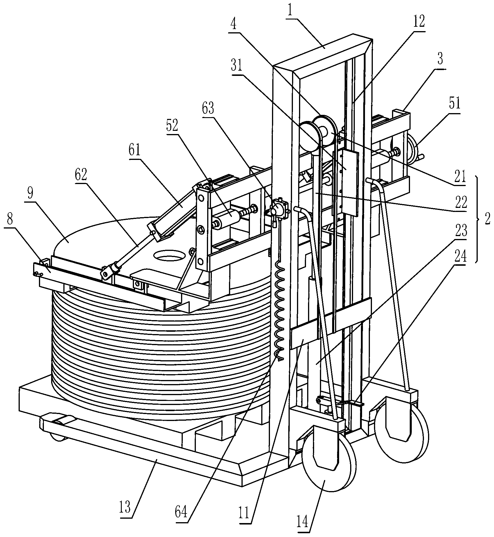 Optical cable metal belt moving vehicle