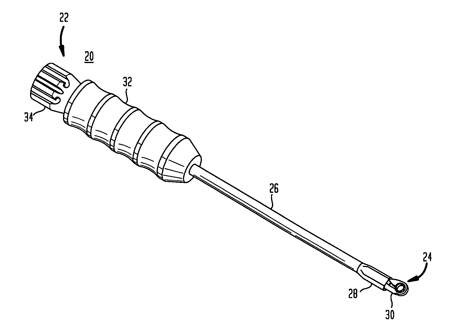 Rod inserter and rod with reduced diameter end