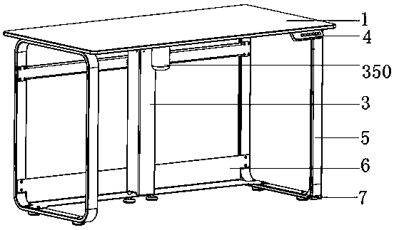 Height-adjustable office desk with single post