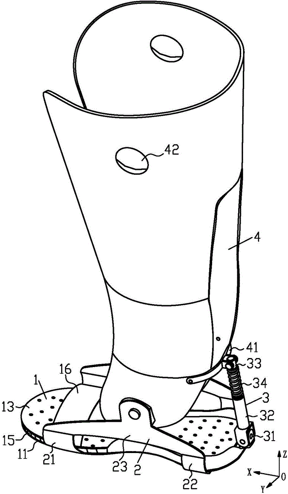 Three-DOF (Degree Of Freedom) flexible ankle joint device for exoskeletons