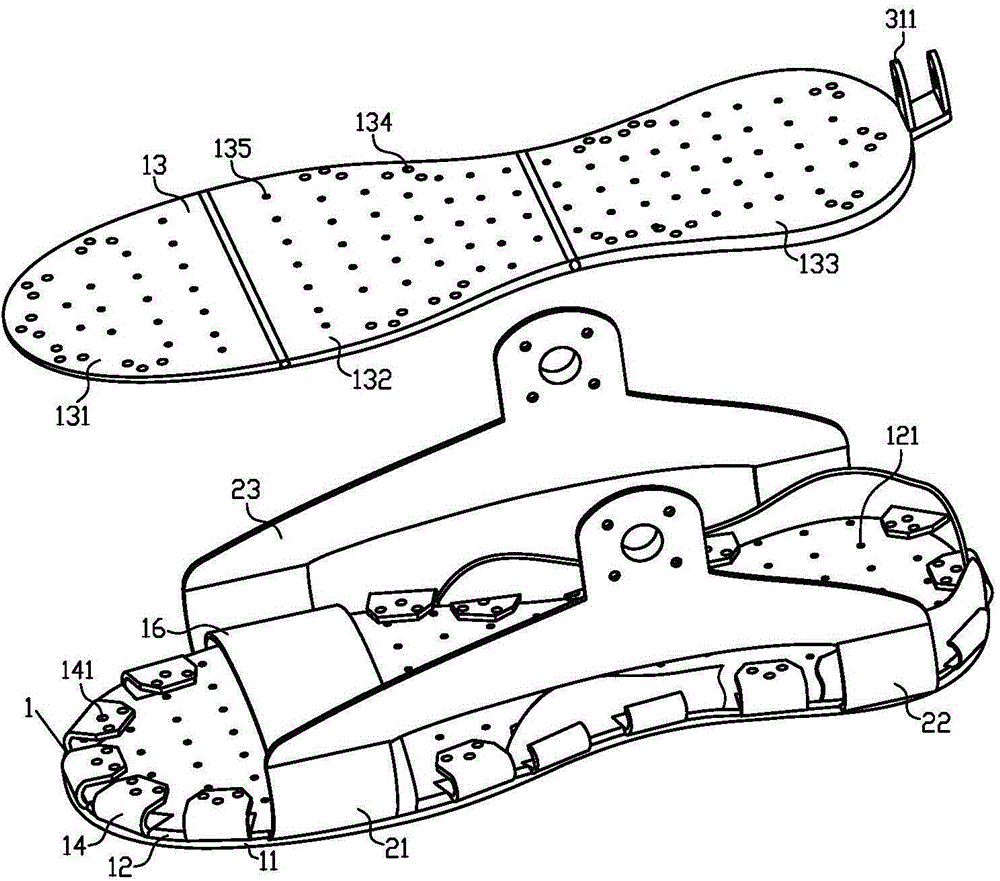 Three-DOF (Degree Of Freedom) flexible ankle joint device for exoskeletons