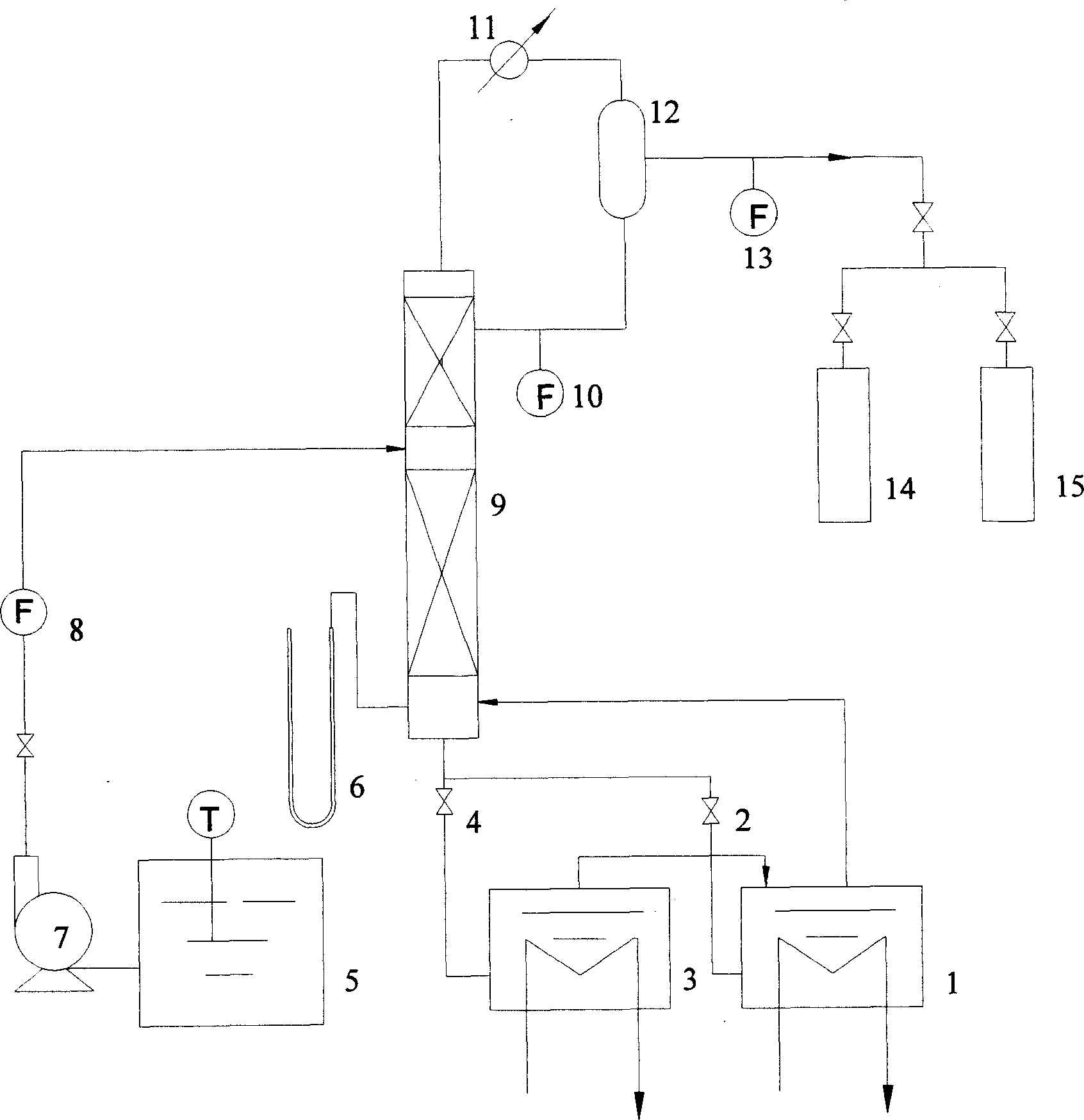 Material system intermittent extracting and rectifying method reaching solvent boiling point higher than that of material by single tower and double-still