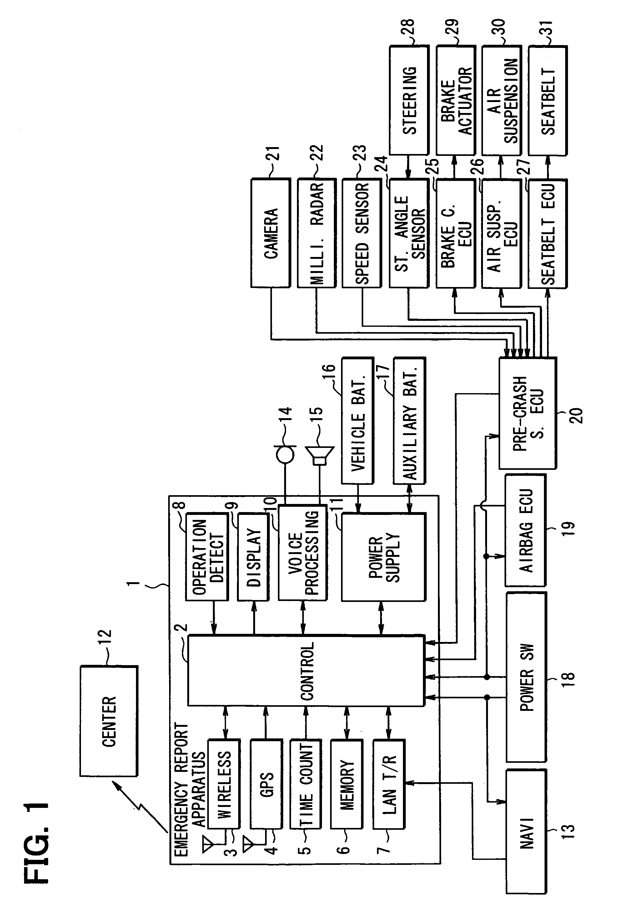 In-vehicle emergency report apparatus