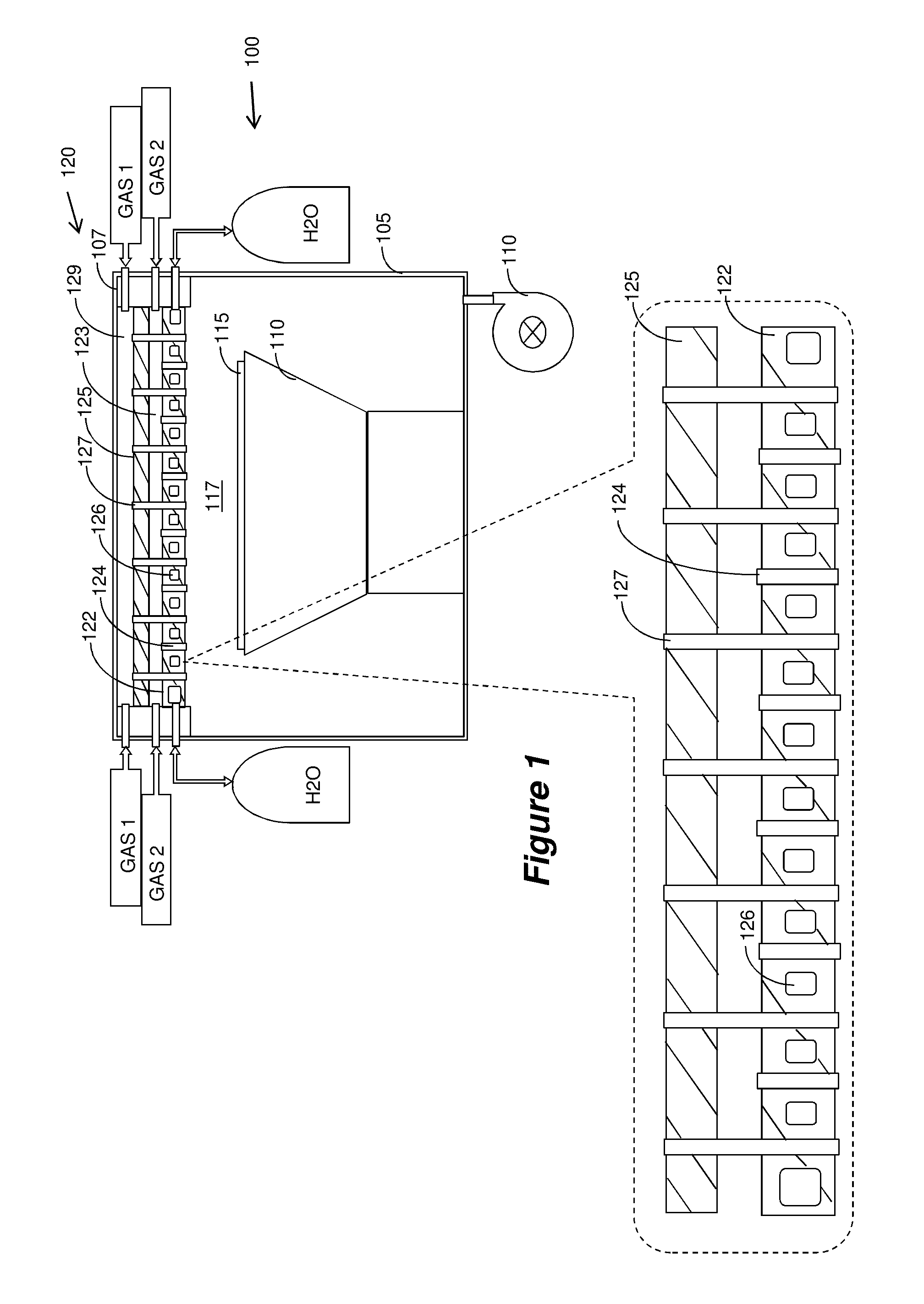 Fluid cooled showerhead with post injection mixing