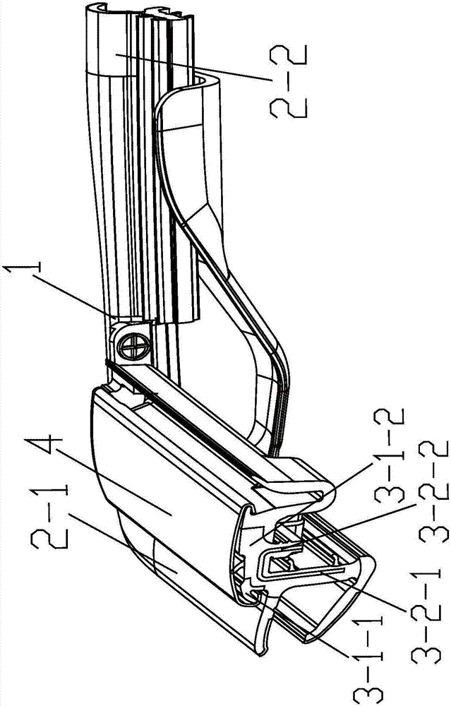 Angle-connecting structure and automobile door with angle-connecting structure