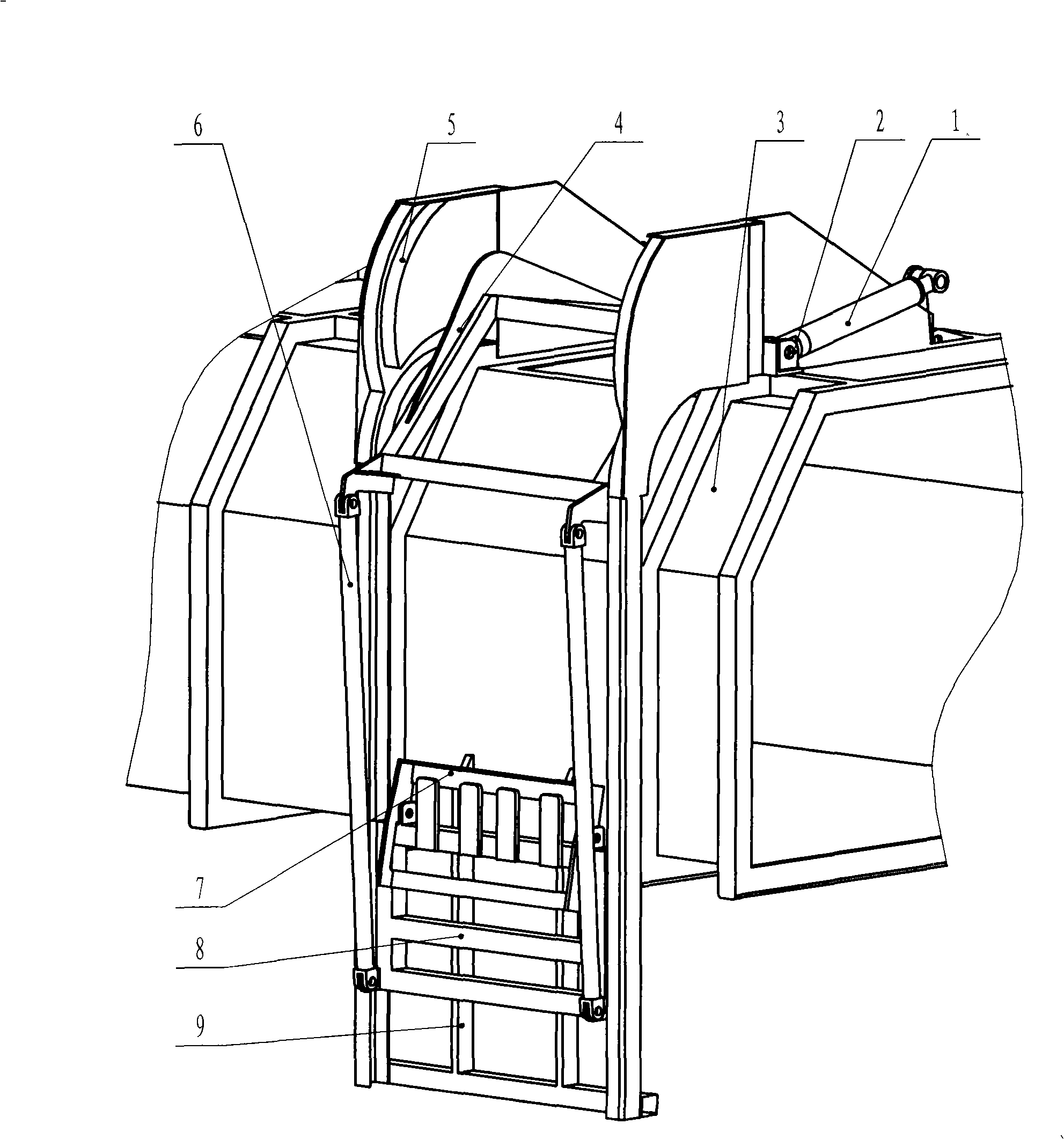 Turn-down device for refuse wagon