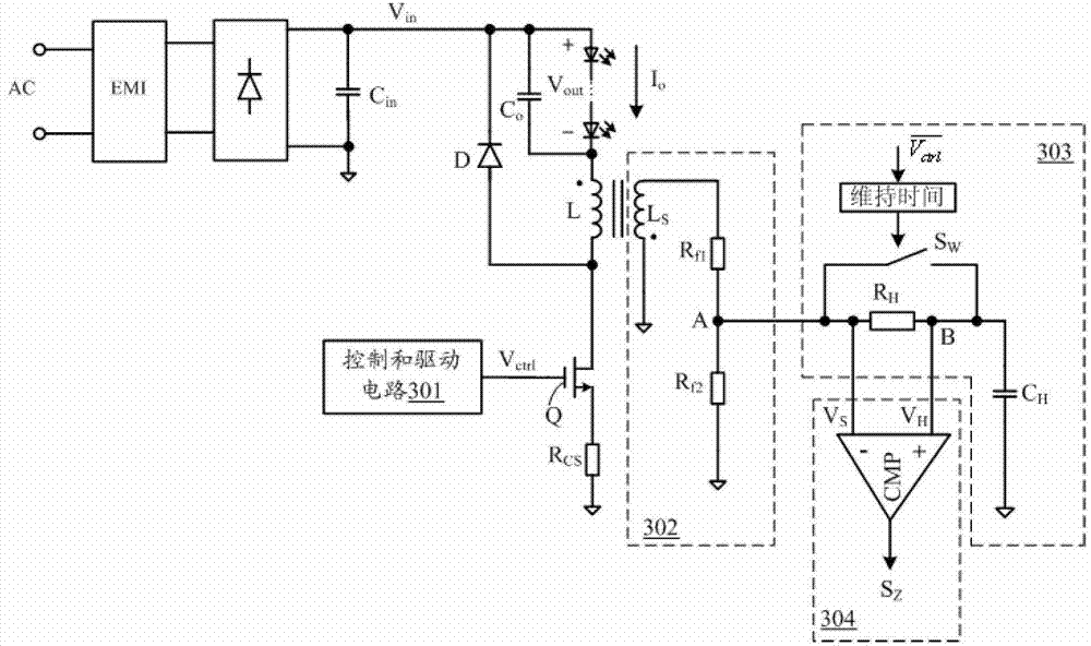 Inductive current detecting circuit and LED (light emitting diode) driving circuit using inductive current detecting circuit