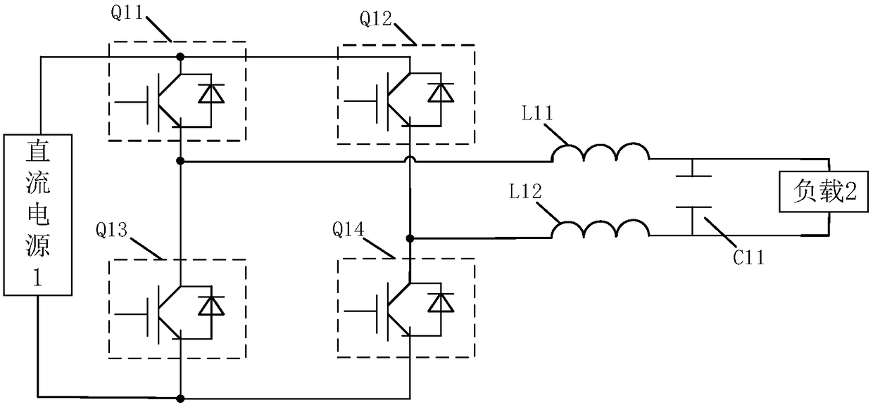 Inversion device and method for converting direct-current voltage into alternating-current voltage and inverter