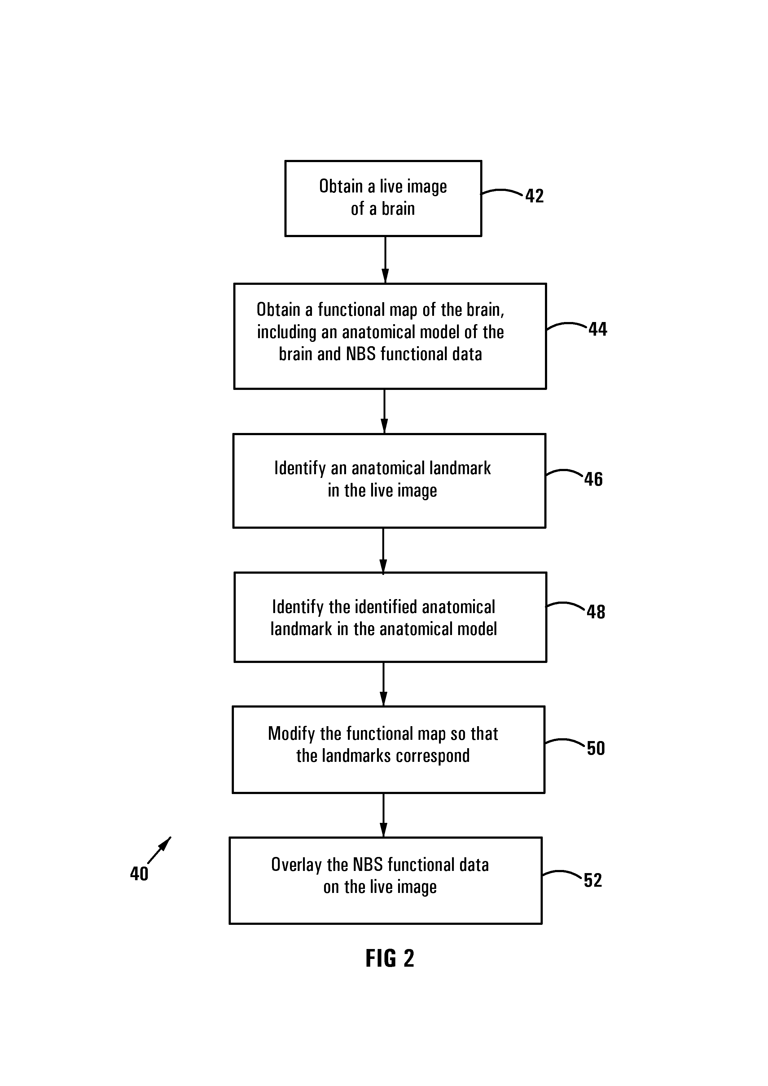 Method of and system for overlaying nbs functional data on a live image of a brain